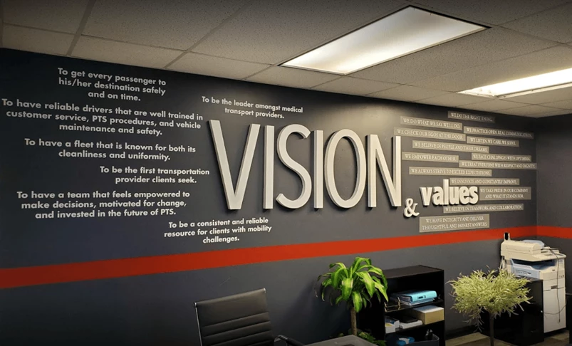 Vision and Values Wall Graphics and Dimensional Lettering
