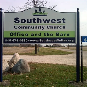 Post and Panel Sign in rural Minooka