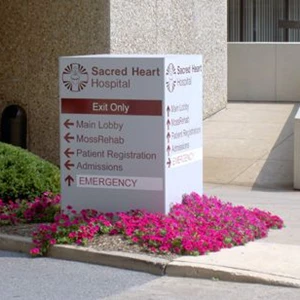Scared Heart Hospital Directional Monument Sign and Signage